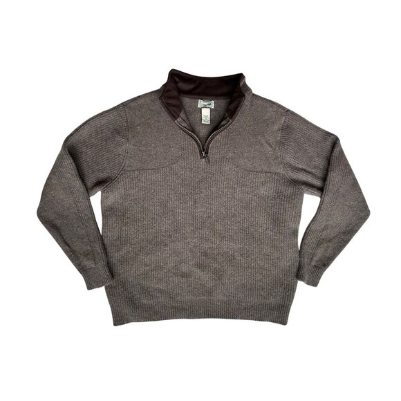 L.L. Bean Mens Size Large Merino Lambs Wool Brown Half-Zip Sweater Style 237808 - Picture 1 of 10